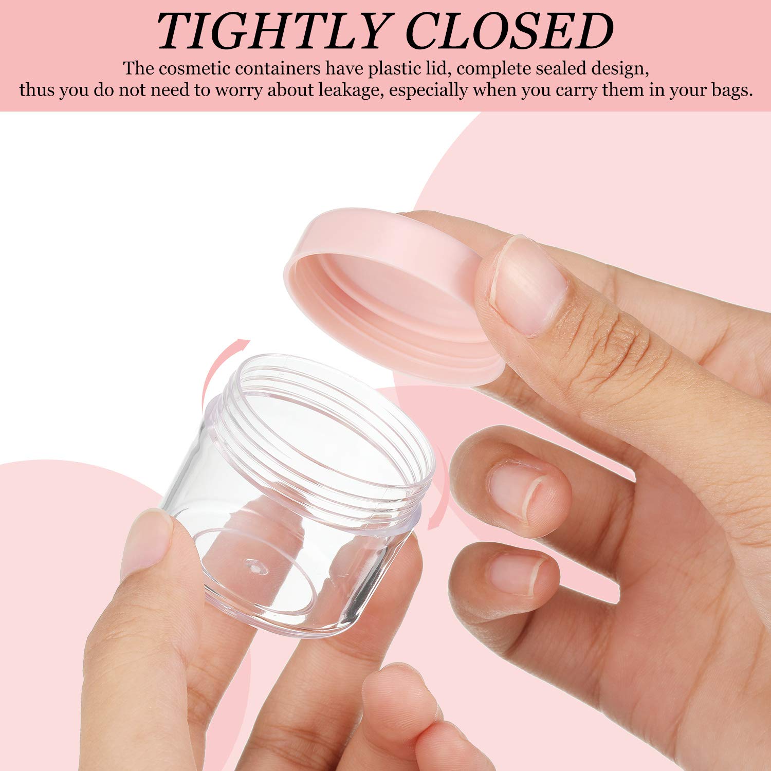 20 Pieces Round Pot Jars Plastic Cosmetic Containers Set With Lid For Liquid Creams Sample, 20 Ml/ 0.7 Oz (Pink Lid)